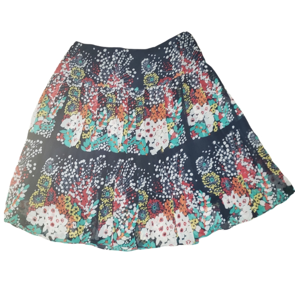 Nanette Lepore Lined Flounce Sheer Floral Skirt sz 2